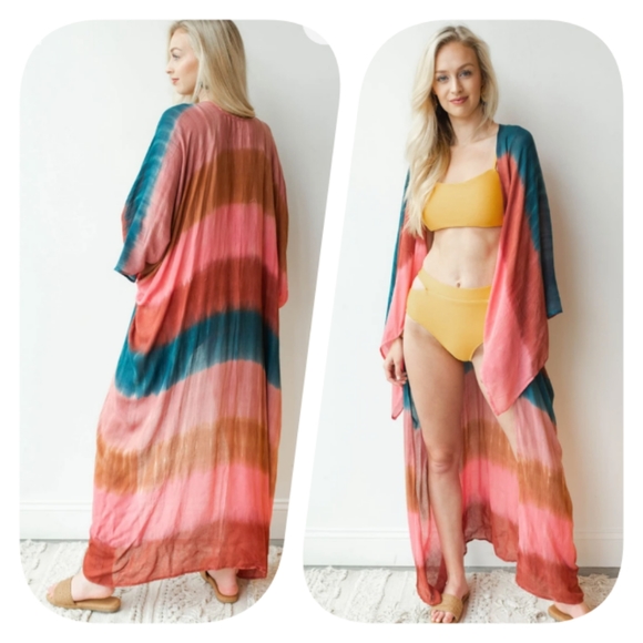 Boutique Other - New Tie Dye Kimono Swim Cover Up Cardigan Duster
